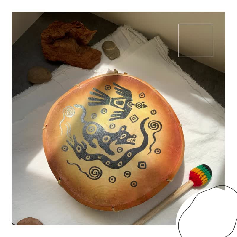 安第斯山脉古老节庆鼓 安地斯鼓 敲击乐手工双面鼓 - 其他 - 木头 咖啡色