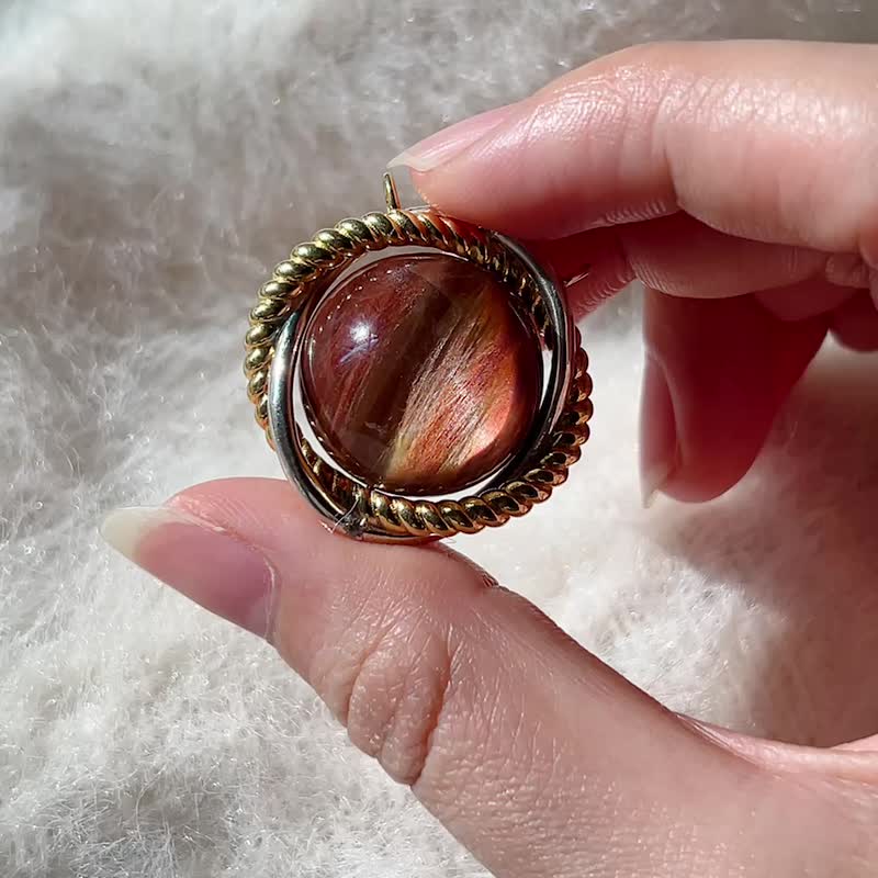 三彩兔毛水晶球吊坠 I 流光绒羽 转动星河 - 吊饰 - 水晶 多色