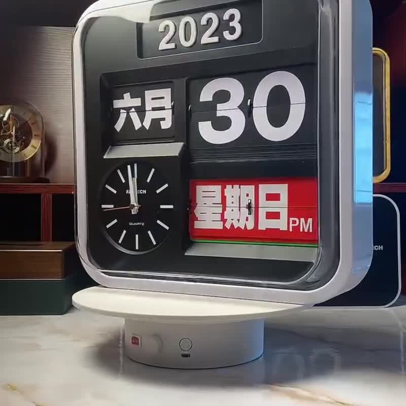 台湾Fartech华奇智能翻页钟32cm中号客厅机械翻牌钟表 - 时钟/闹钟 - 塑料 白色
