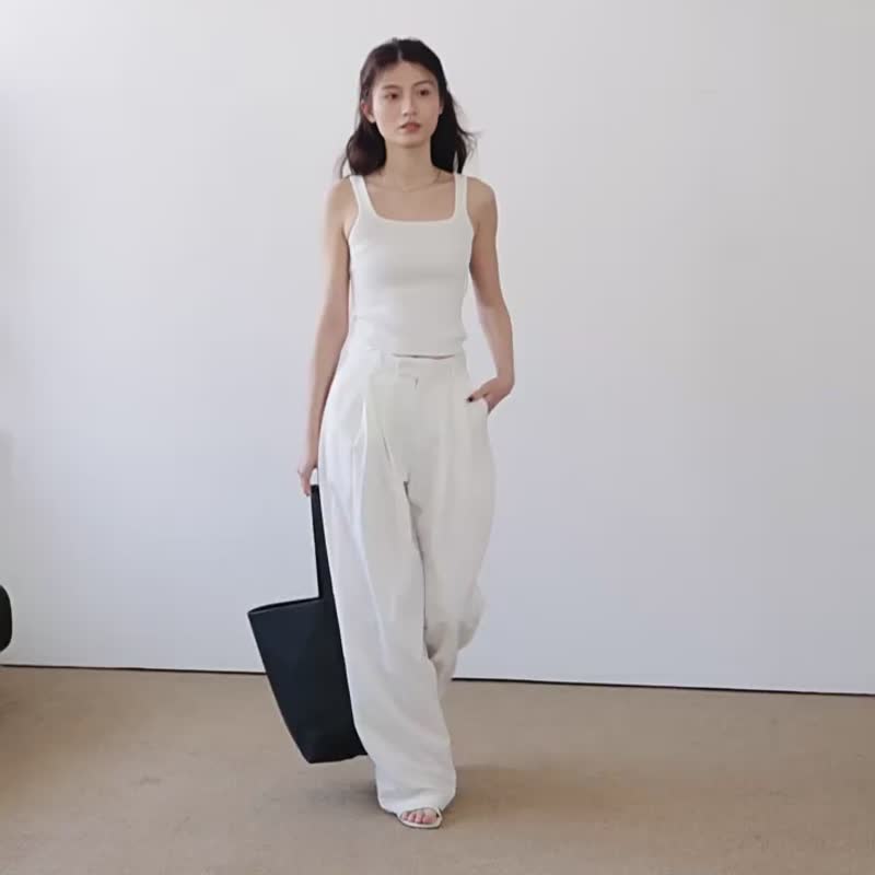 白色 刚需 多色百搭方领短背心吊带 人手一件内搭细肩带上衣 - 女装背心 - 其他人造纤维 白色