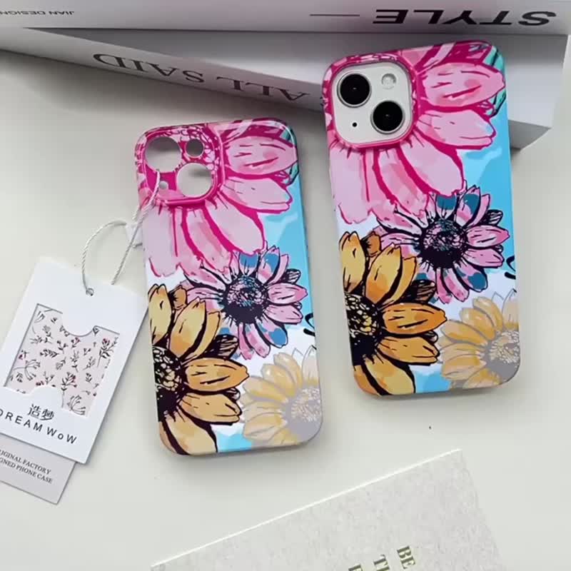雲葵 造夢原創手機殼版繪粉黃藍配色時尚小眾潮牌風適用iphone安 - 手机壳/手机套 - 其他材质 