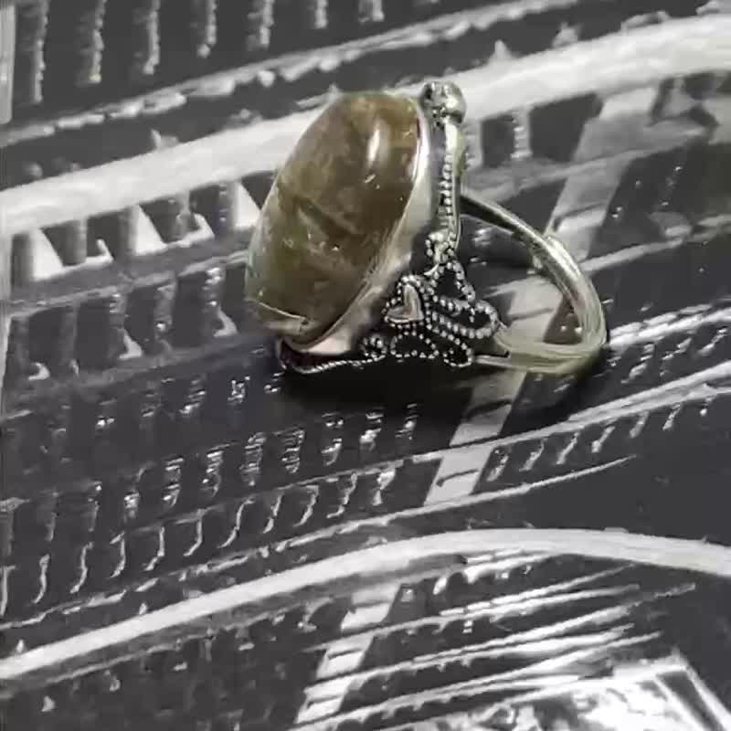 特价中彩光拉长石复古925银掐丝工艺戒指 - 戒指 - 水晶 银色