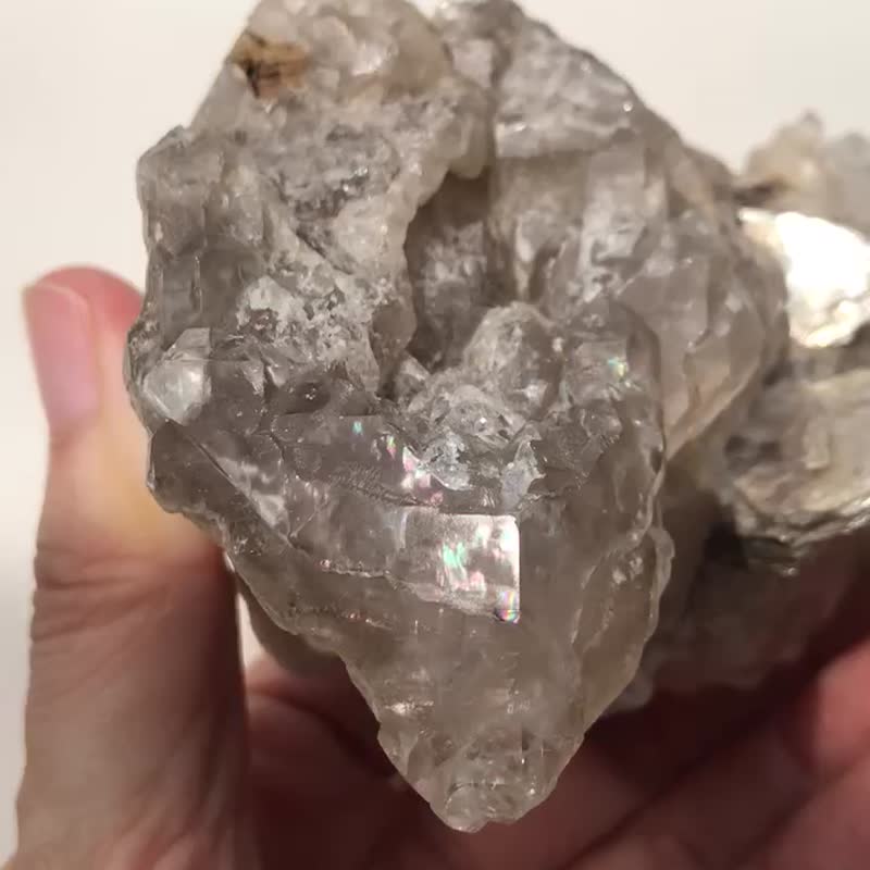 巴西 茶水晶簇城堡 金云母共生 矿标 天然原石  水晶原矿 水晶 - 摆饰 - 水晶 卡其色
