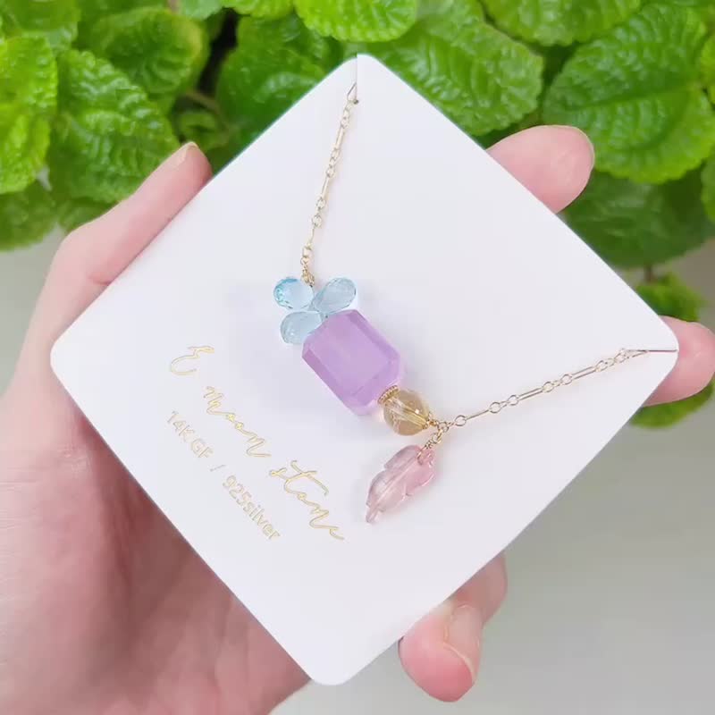 莫内花园 紫锂辉方糖 缤纷感项链 - 项链 - 水晶 紫色