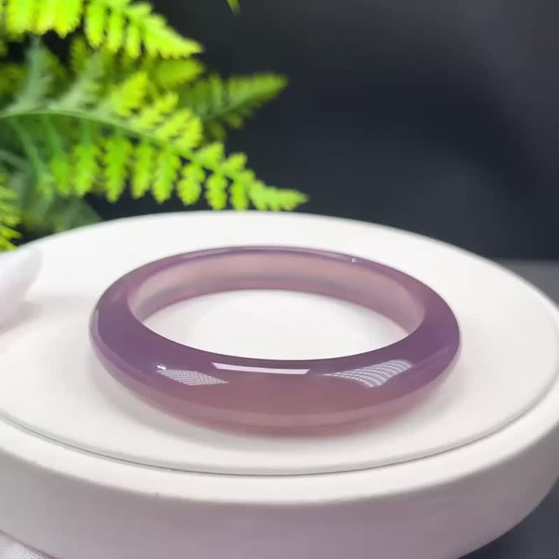 优质 帝王紫玛瑙手镯 59MM 高冰透起刚净体千层龙鳞纹 神秘贵气 - 手链/手环 - 半宝石 紫色