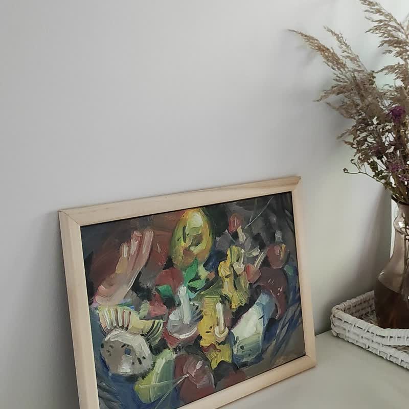 带框原创油画蘑菇。 Cottagecore 绘画森林墙壁艺术。 - 海报/装饰画/版画 - 其他材质 多色