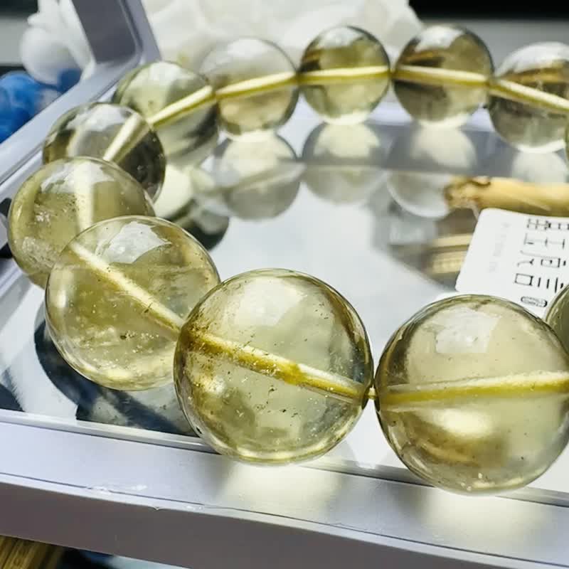 精品透体黄金利比亚陨石黑金 15.7+mm70.07g 财富引流事业招财执行 - 手链/手环 - 半宝石 黄色