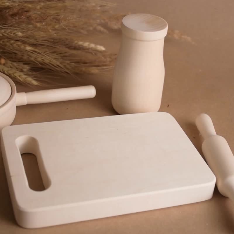 幼儿木制厨房餐具组玩具 - 玩具/玩偶 - 木头 卡其色