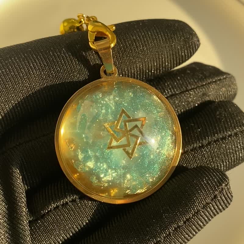奥罡能量钥匙圈/海蓝宝/Orgonite挂件/开光/净化/平衡情绪强信心 - 钥匙链/钥匙包 - 树脂 