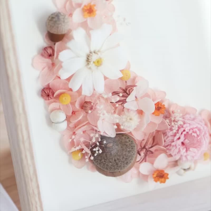 月亮代表我的心 x 不凋干燥花浅木纹花框 - 画框/相框 - 植物．花 