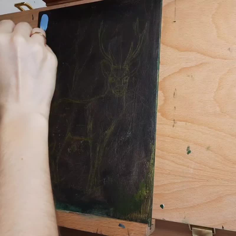 鹿画 原创压克力画 野生动物画 森林风景 - 海报/装饰画/版画 - 其他材质 多色