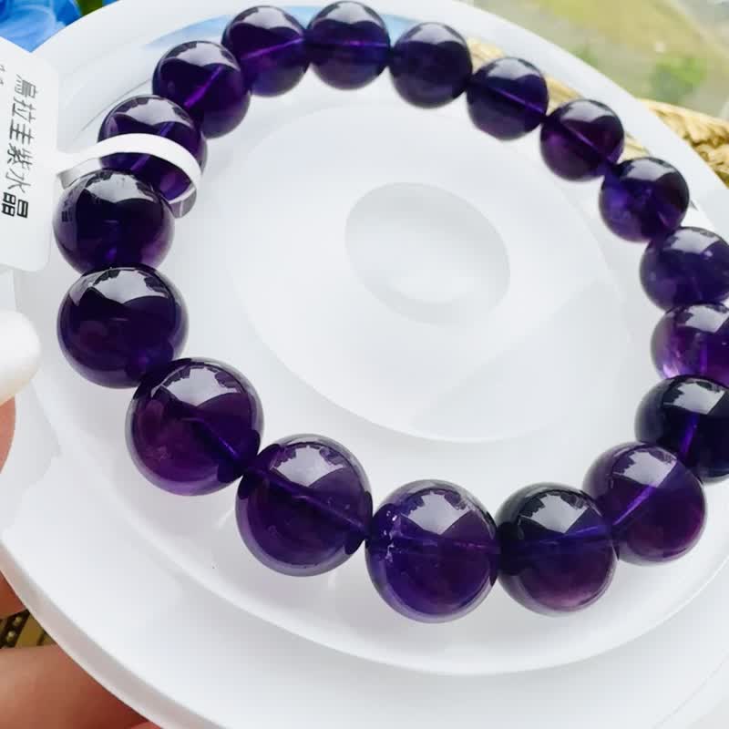 小精品浓色紫水晶 11mm39.79g 着名智慧之石贵人缘广结人缘 - 手链/手环 - 水晶 紫色