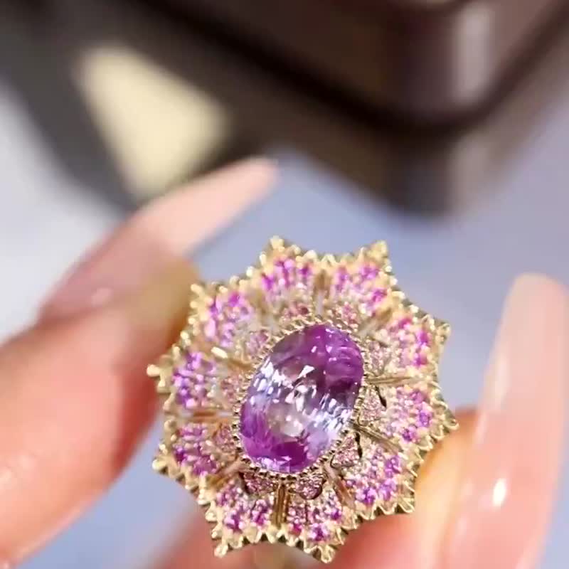 无烧紫色蓝宝石戒指  3.01克拉 - 戒指 - 宝石 