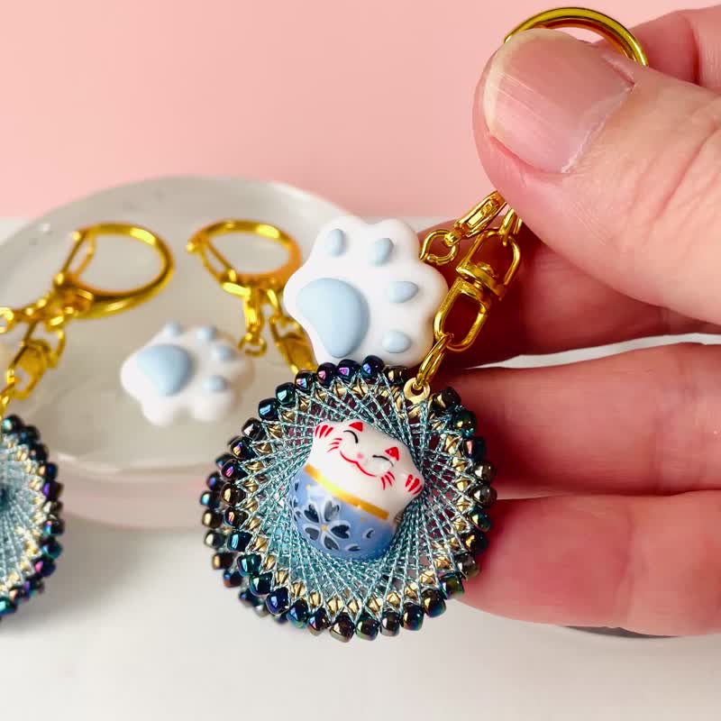 闪闪发光的蓝色钥匙扣　带来幸福 - 钥匙链/钥匙包 - 绣线 蓝色