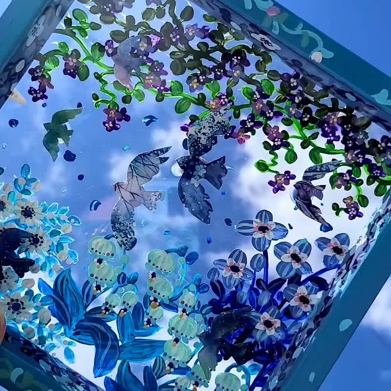 [定制化/花痴漫步/雀]透明艺术、光影画、室内花痴物件 - 海报/装饰画/版画 - 压克力 蓝色