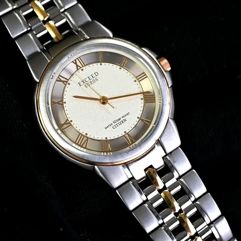 CITIZEN EXCEED EURO 32毫米石英男式中性手表罗马表盘银白手表古董手表 - 男表/中性表 - 不锈钢 