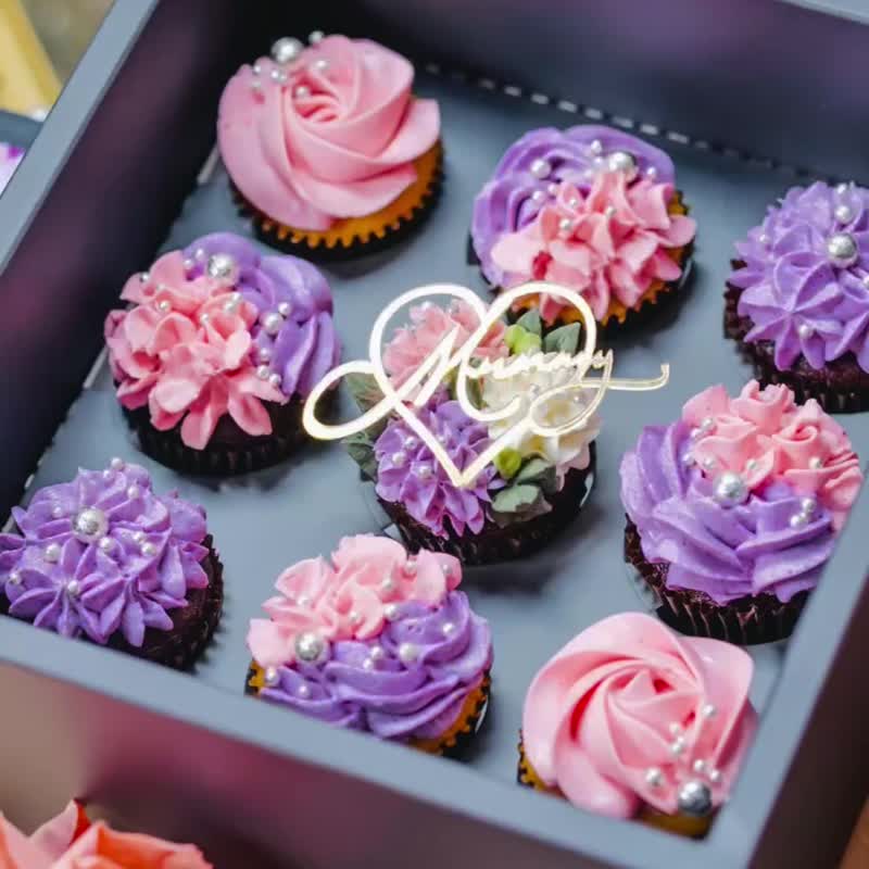 【花蛋糕礼盒推荐】花点心意 9 入迷妳杯礼盒/母亲节送礼/包邮 3 日内 - 蛋糕/甜点 - 新鲜食材 紫色