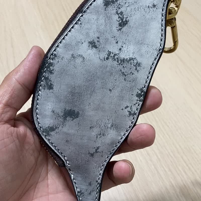 台湾零钱包 弘手作革制所 意大利植鞣牛皮 - 零钱包 - 真皮 蓝色