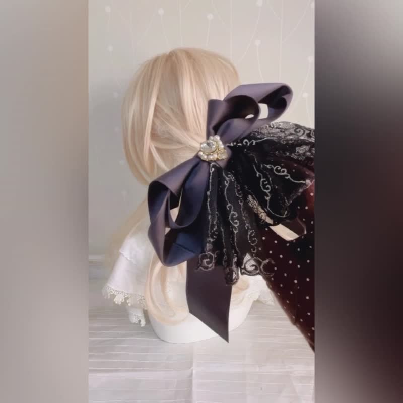 法式蕾丝仙女夹香蕉夹 弹簧夹 发叉 发圈 大肠圈发夹抓夹 鲨鱼夹 - 发饰 - 其他材质 蓝色