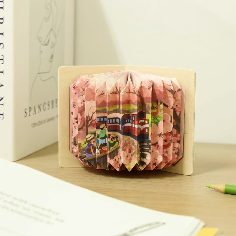 【折书灯】樱绽阿里山 - DIY / 暖光小夜灯 / 景点系列 - 灯具/灯饰 - 纸 粉红色