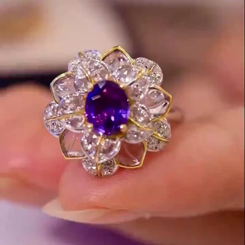 无烧紫色蓝宝石戒指   1.06克拉 - 戒指 - 宝石 