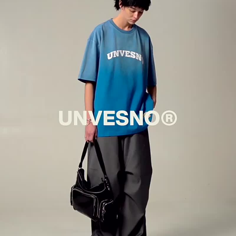 UNVESNO 炒花字母印花潮牌短袖情侣T恤基础款百搭中性风 SWS-1509 - 男装上衣/T 恤 - 棉 蓝色