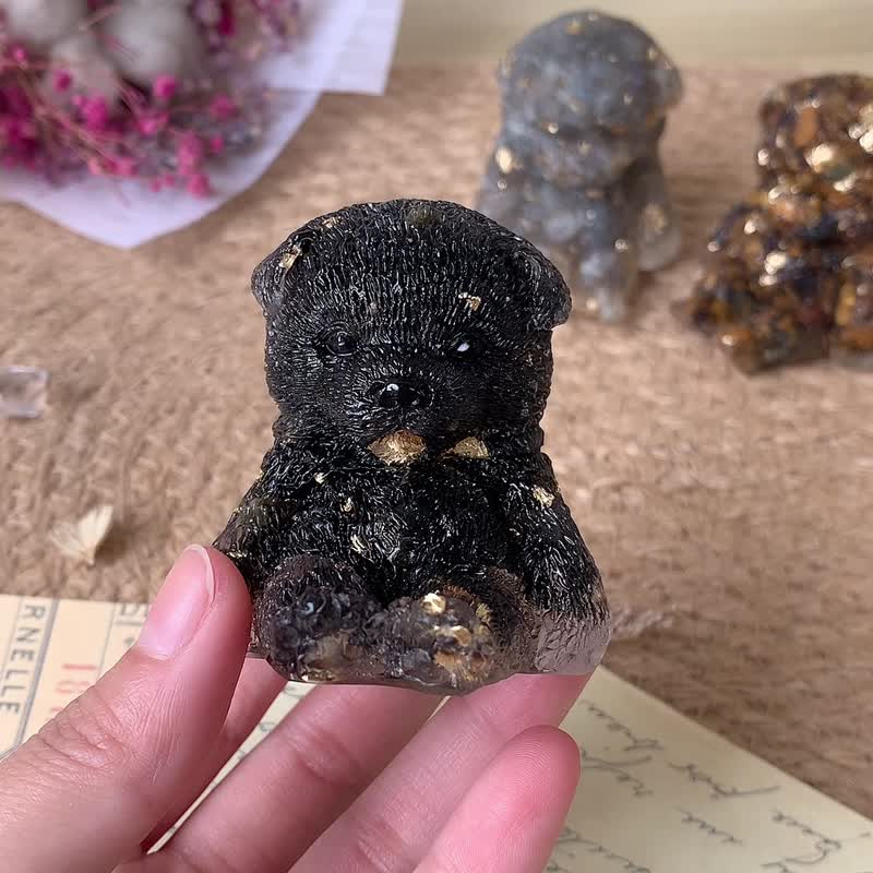 水晶 萨摩耶 幼犬 M号 | 天然石手作 | 居家摆饰 疗愈萌犬|拉长石 - 摆饰 - 水晶 多色