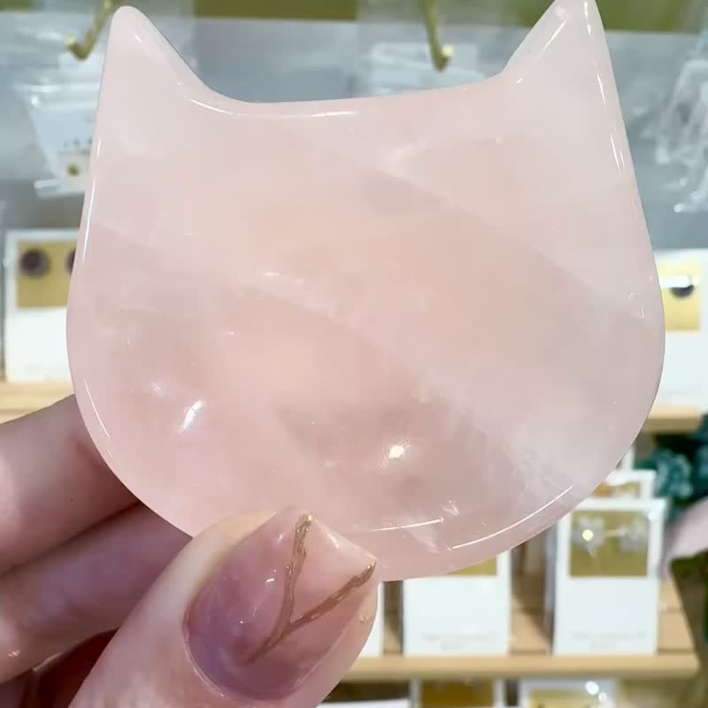 F天然粉水晶爱心盘型桃花人缘风水摆件饰品盘消磁板薄平面 - 其他 - 水晶 透明