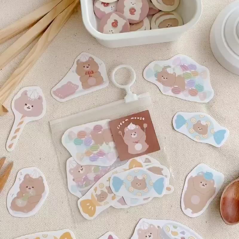 奶油鼠水果糖贴纸组 - 贴纸 - 纸 咖啡色