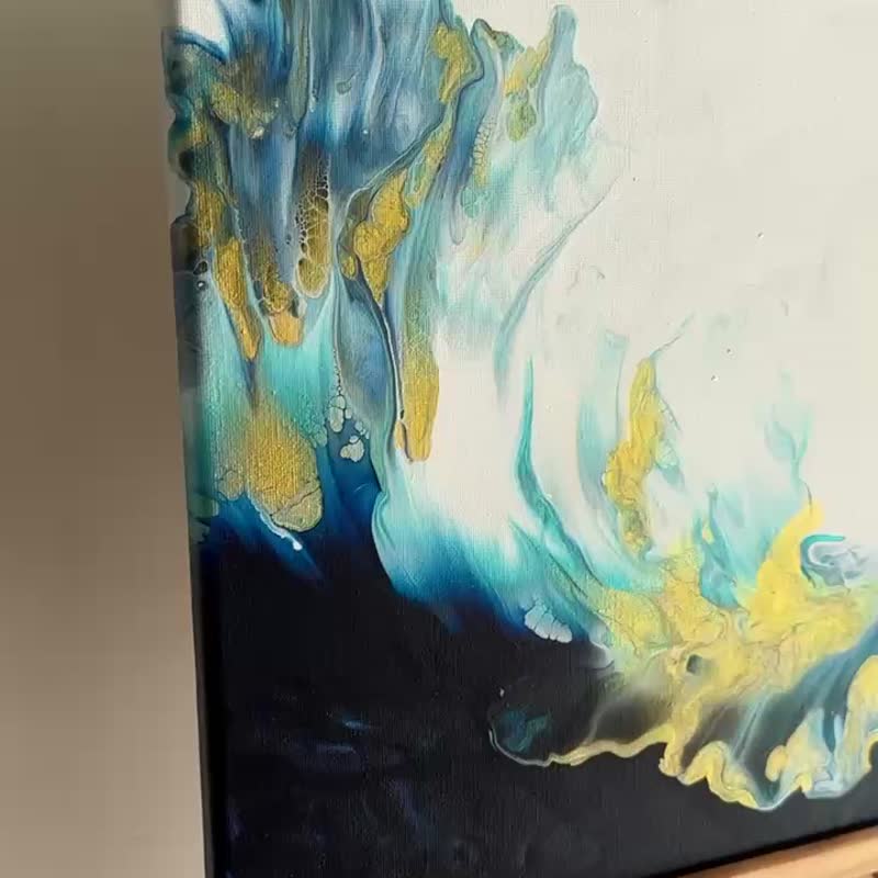 流体艺术 • 摆布画作 • 抽象原创丙烯酸画摆布画作 - 海报/装饰画/版画 - 棉．麻 蓝色