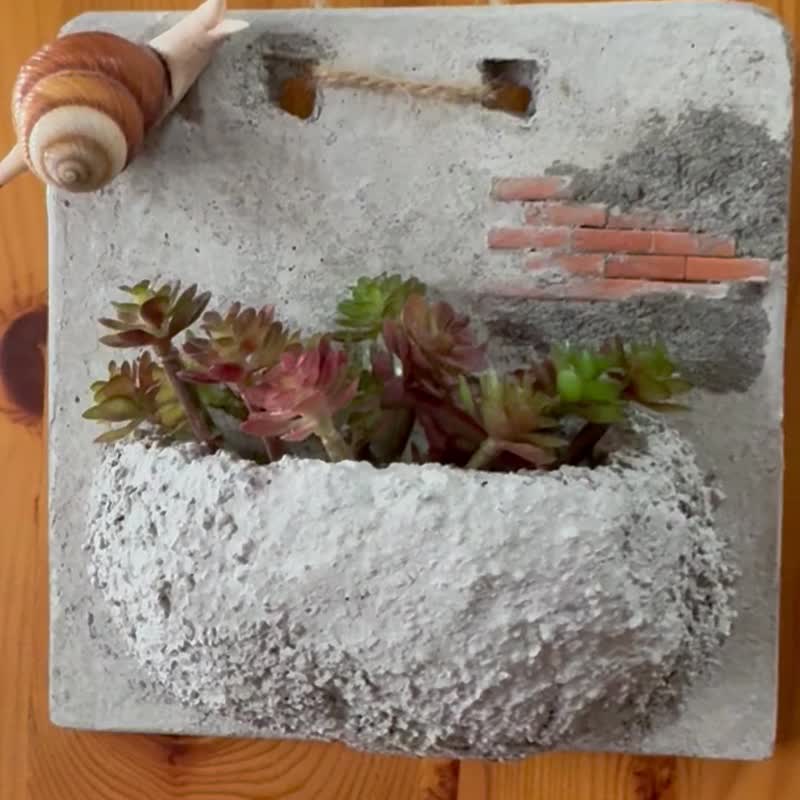 多肉植物 空气凤梨 水泥造景花器 - 花瓶/陶器 - 水泥 