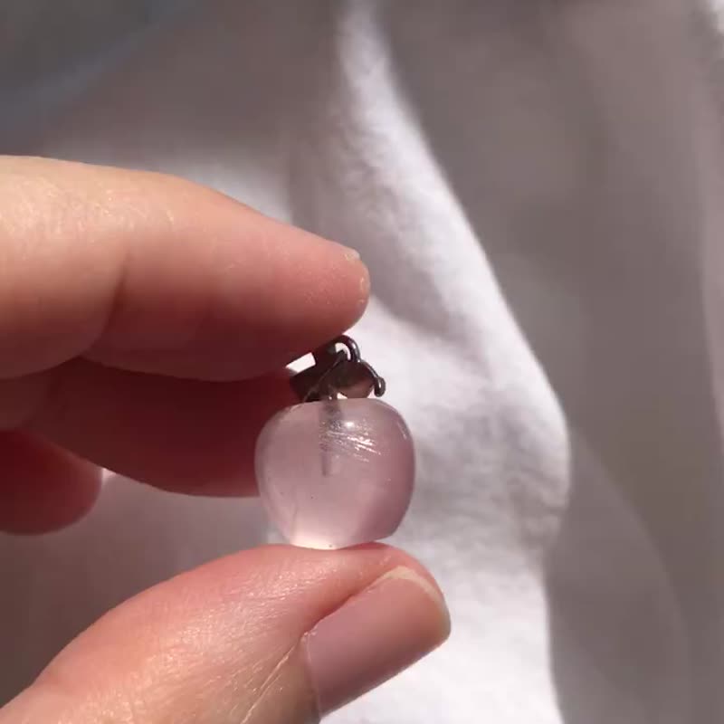 莫桑比克 透亮 粉晶 粉水晶 吊咀 原石 萍果 水晶 挂件 吊饰 - 项链 - 水晶 粉红色
