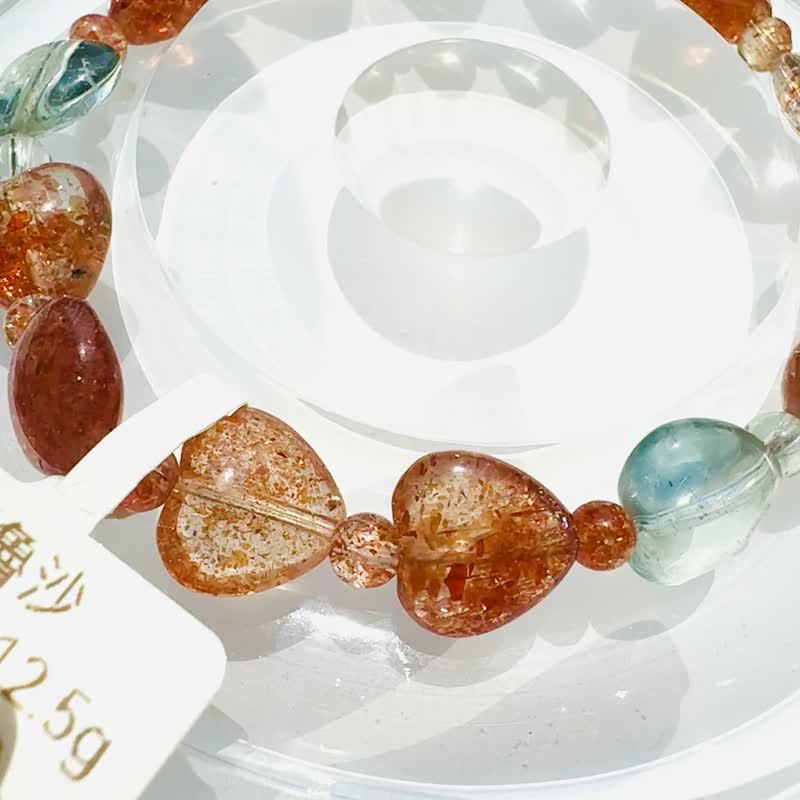 精品小精品爱心阿鲁沙 10.5mm12.5g 金太阳共生水晶化太岁正面能量 - 手链/手环 - 水晶 