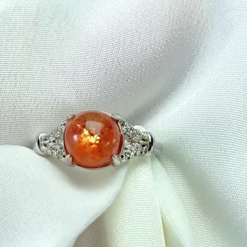 金太阳925银戒指 - 戒指 - 水晶 橘色