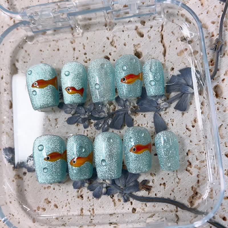 夏日 猫眼 手工美甲 手绘穿戴甲 Nail arts/Press on nails - 其他 - 其他材质 透明