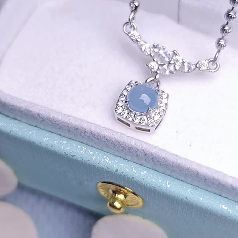 财水•稀有|梦幻缅甸冰蓝翡|缅甸A货翡翠纯银加粗圆珠款项链 - 项链 - 玉石 多色