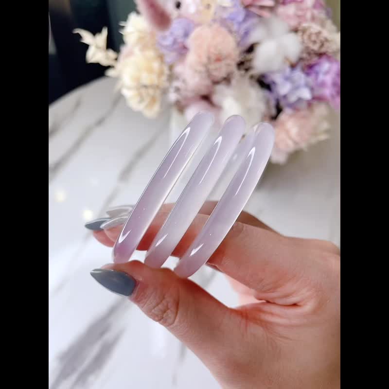 粉樱 | 玉髓 / 粉紫 / 细圆镯 / 手围17.5-19任选 | 天然玉髓手镯 - 手链/手环 - 玉石 粉红色