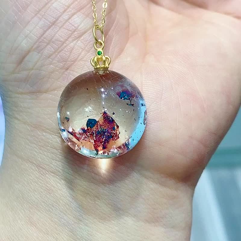 极品天然高品质金草莓晶云母片吊坠 云母片闪闪发光 颜色鲜艳漂亮 - 项链 - 水晶 