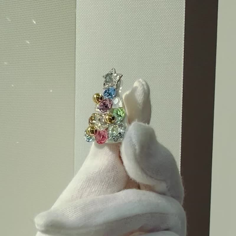 圣诞树 3 件式耳饰组 - 耳环/耳夹 - 玻璃 透明