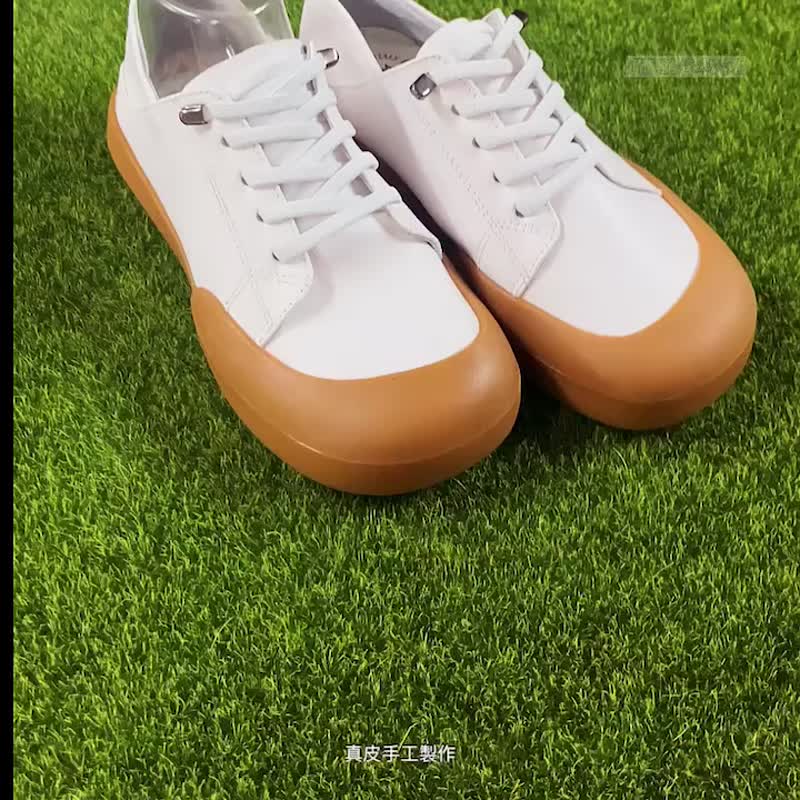 复刻手工小白鞋 免绑鞋带 全真皮 手工上线 Low-Top Sneakers - 女款休闲鞋 - 真皮 多色