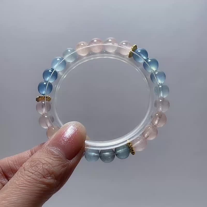 宝石系 天然矿石 冰透摩根石 7.6 mm 手链 - 手链/手环 - 宝石 多色