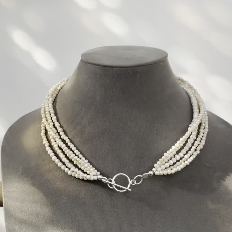 白色巴洛克珍珠项链,小珍珠项链,白色珍珠多串 - 项链 - 珍珠 白色