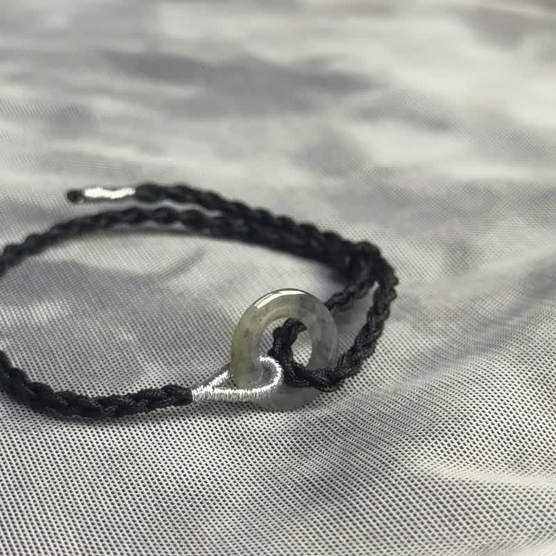 宝淇 - 黄翡乌鸡甜甜圈手绳 - 天然A货翡翠 - 手链/手环 - 玉石 黑色