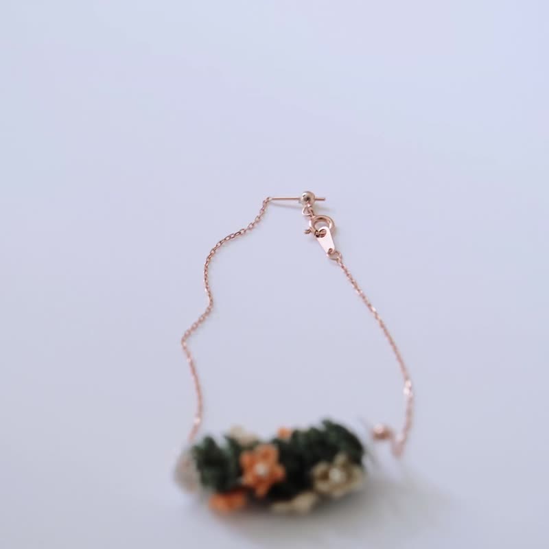 緑青花丛 | 钩织可调节手链 - 手链/手环 - 棉．麻 