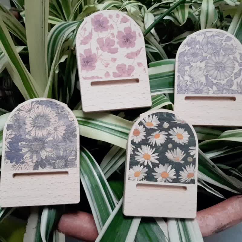 花系列 木质多功能便携式手机架 樱花 客制化礼物 手机支架 - 手机座/防尘塞 - 木头 粉红色