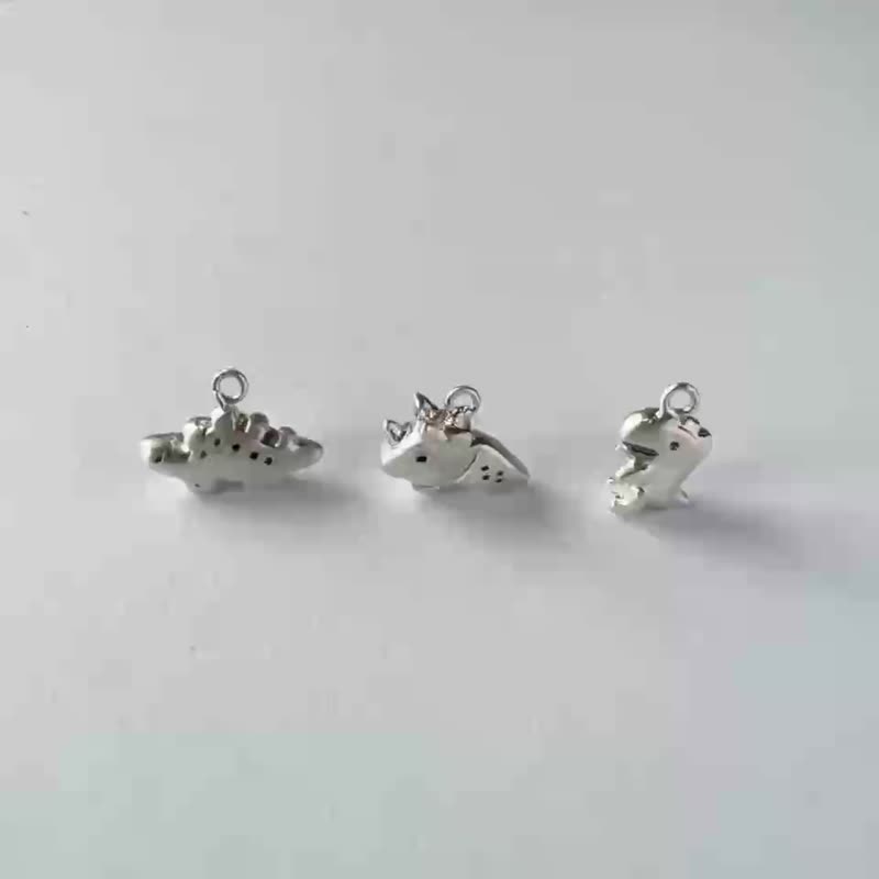 恐龙系列-925纯银手链-弥月礼 生日礼物-刻字-三角龙 暴龙 剑龙 - 婴儿饰品 - 纯银 银色