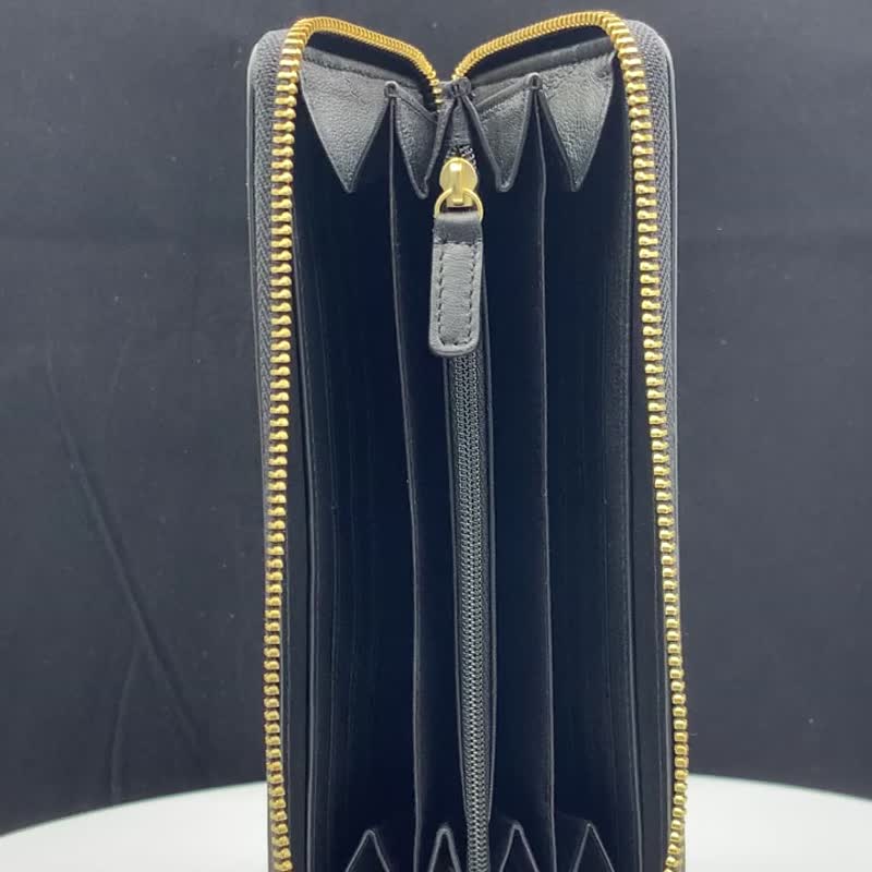 ZENDAR 限量1折 顶级小牛皮十字纹长夹 全新专柜展示品 - 皮夹/钱包 - 真皮 黑色