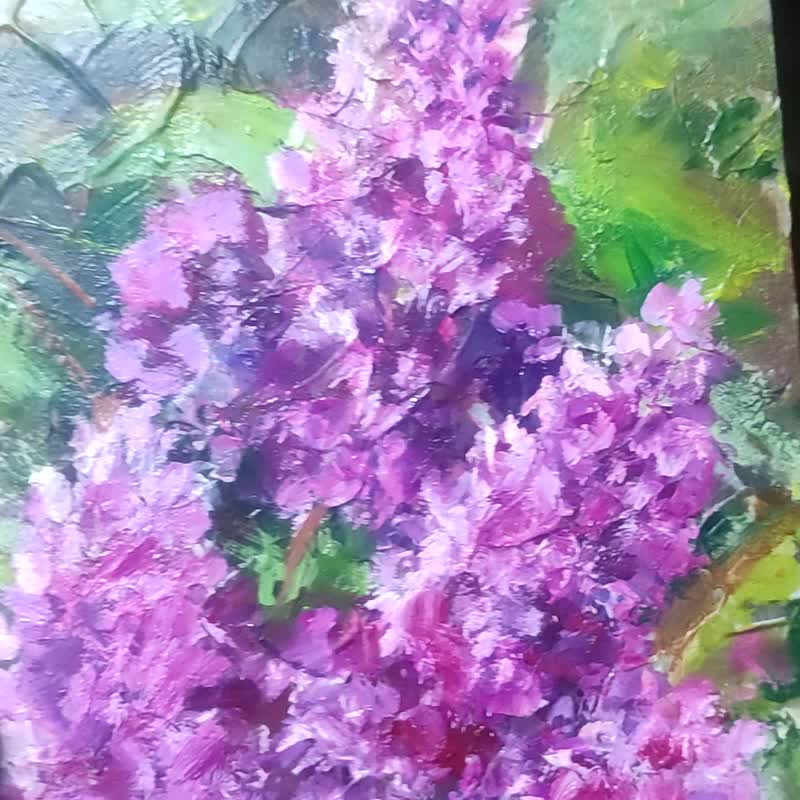 丁香画原创油画春枝花​​卉艺术品 - 海报/装饰画/版画 - 其他材质 紫色