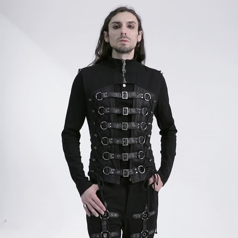庞克地狱修道士魔力镂空马甲 / 背心 / 单穿 / 外搭 - 男装背心 - 其他材质 黑色