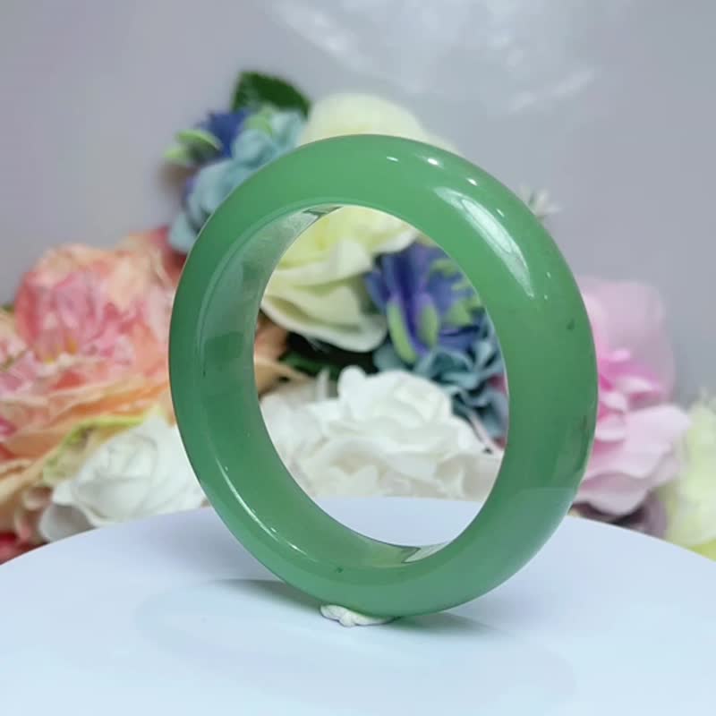 No.203 果冻绿平安镯 内径 54 mm 圈口 佘太翠玉镯 手环 手镯 - 手链/手环 - 玉石 绿色